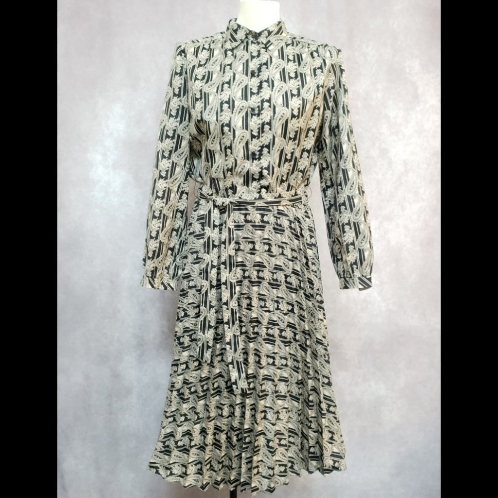 Marek New York Vintage Pleated Dress, Est. Size: Modern day 10 / 12 / L